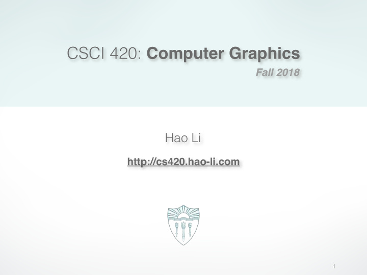 csci 420 computer graphics