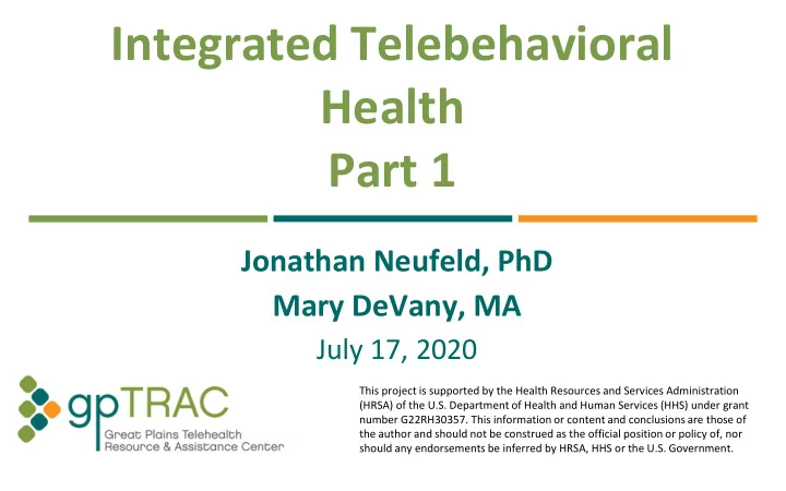 integrated telebehavioral health part 1