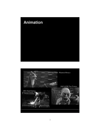 Animation  1999 Star Wars:  Phantom Menace  2002 LOTR Two Towers  2001 Final Fantasy  1  Computer