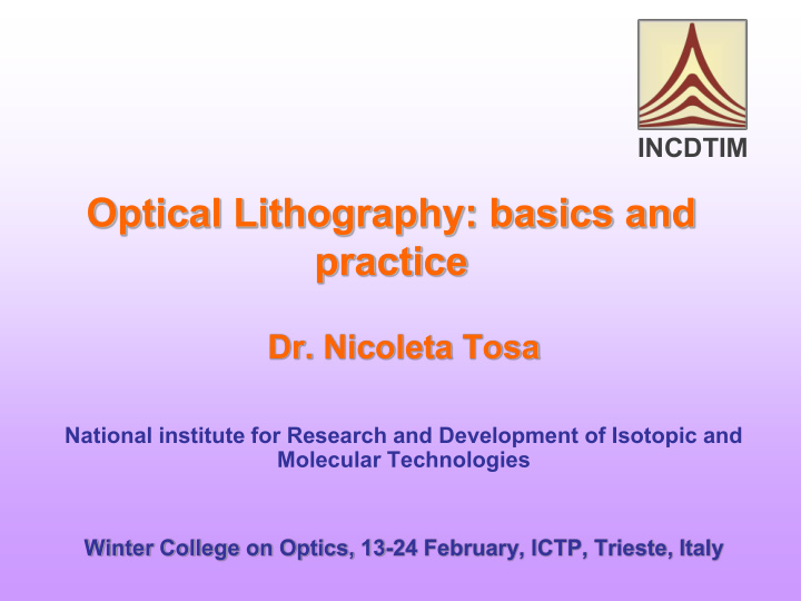 optical lithography basics and practice