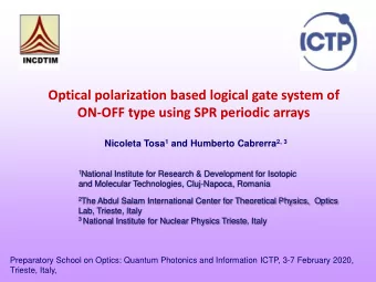 ON-OFF type using SPR periodic arrays Nicoleta Tosa 1 and Humberto Cabrerra 2, 3 1 National