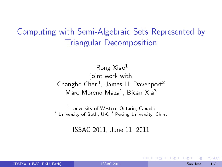 computing with semi algebraic sets represented by