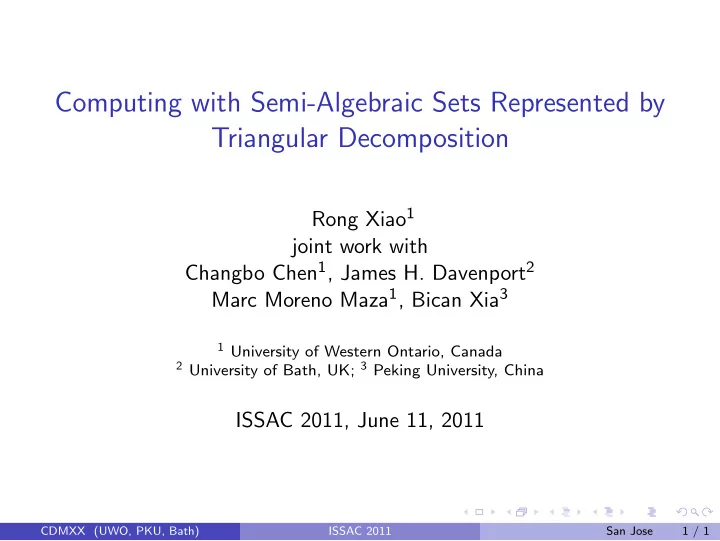 computing with semi algebraic sets represented by