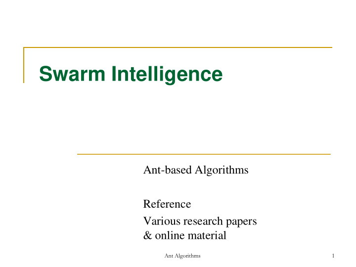 swarm intelligence