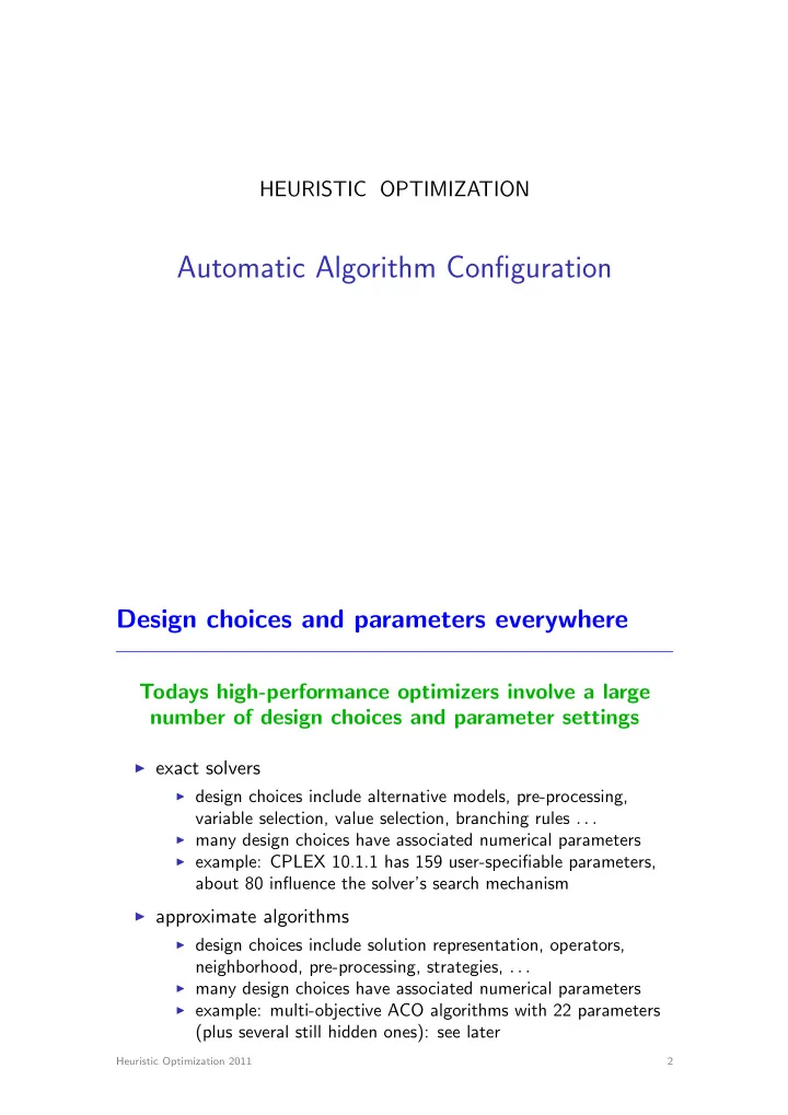 automatic algorithm configuration