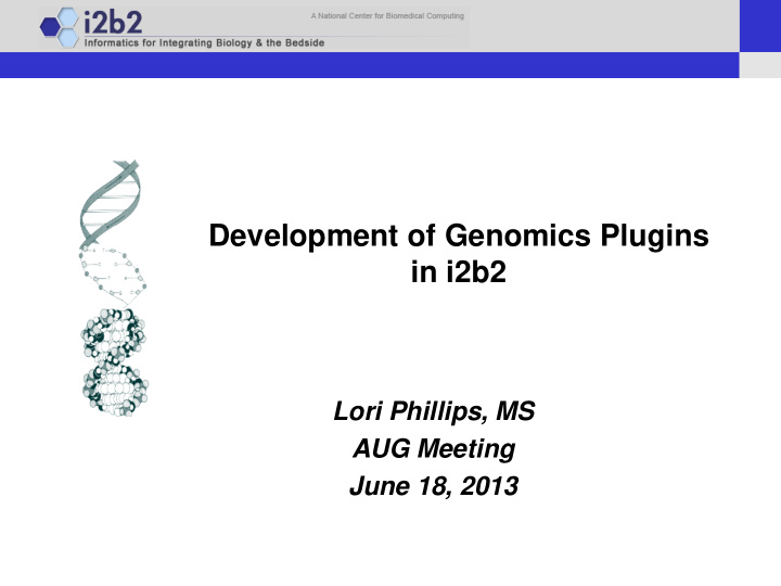 development of genomics plugins in i2b2