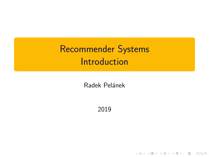 recommender systems introduction