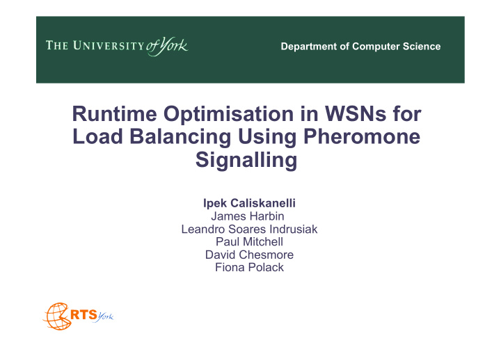 runtime optimisation in wsns for load balancing using