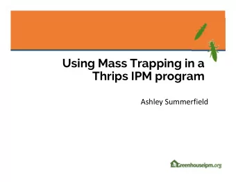 Using Mass Trapping in a  Thrips IPM program Ashley Summerfield Mass Trapping  Sticky cards ,