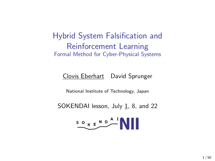 hybrid system falsification and reinforcement learning