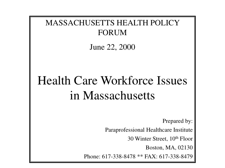 health care workforce issues