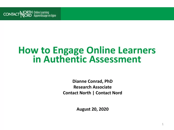 how to engage online learners in authentic assessment