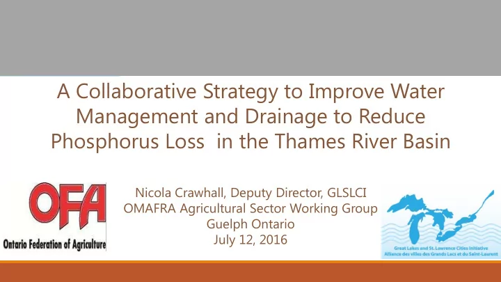 a collaborative strategy to improve water management and