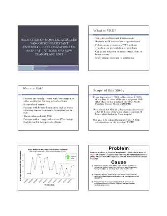 Problem  From September 1, 2009 to November 6, 2010, there w ere 21  cases of hospital acquired