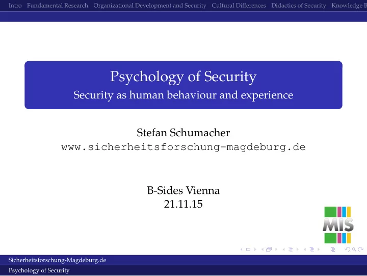 psychology of security