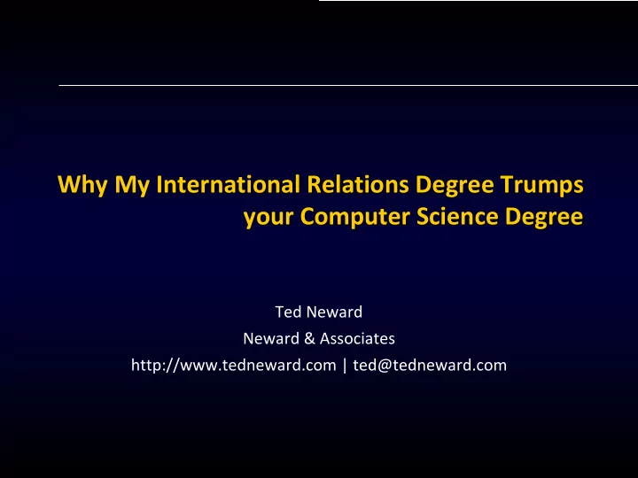 why my international relations degree trumps your