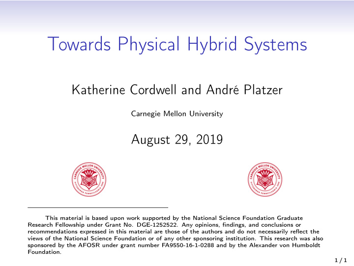 towards physical hybrid systems