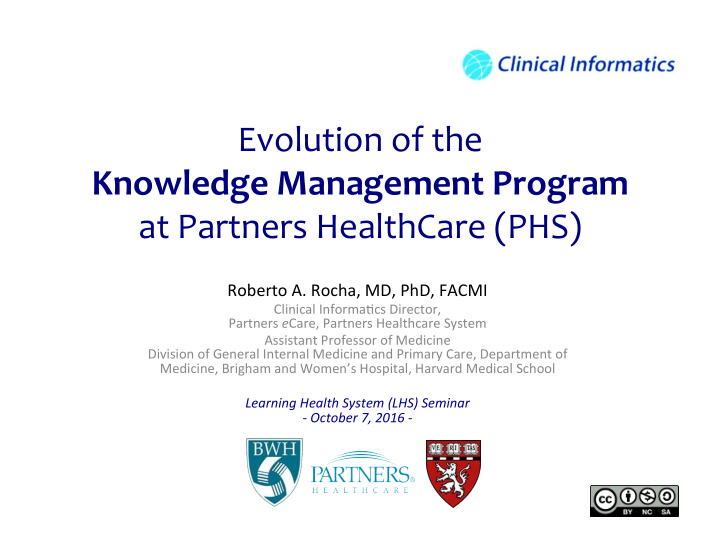 evolution of the knowledge management program at partners