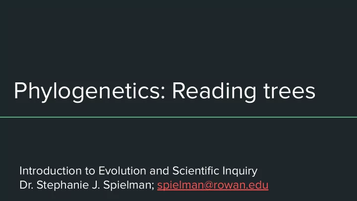 phylogenetics reading trees