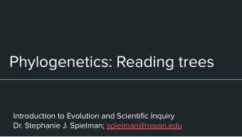 Phylogenetics: Reading trees  Introduction to Evolution and Scientific Inquiry  Dr. Stephanie J.