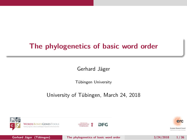the phylogenetics of basic word order