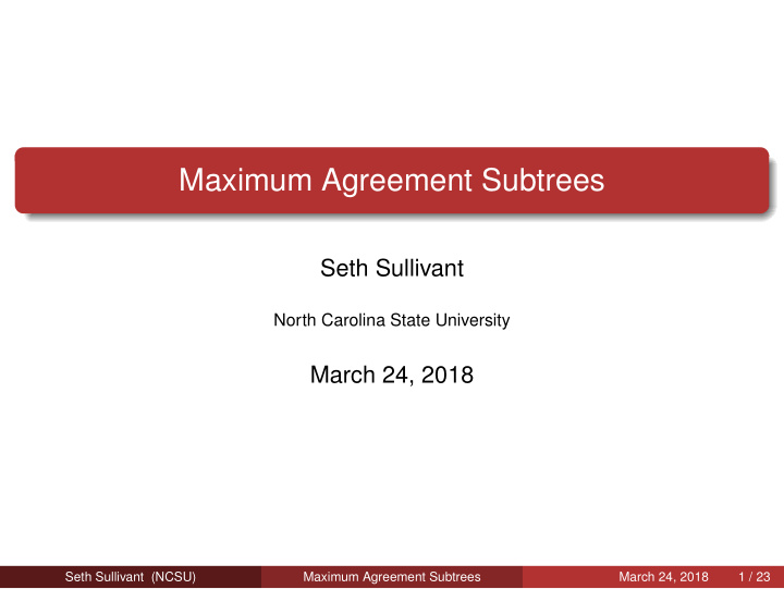 maximum agreement subtrees