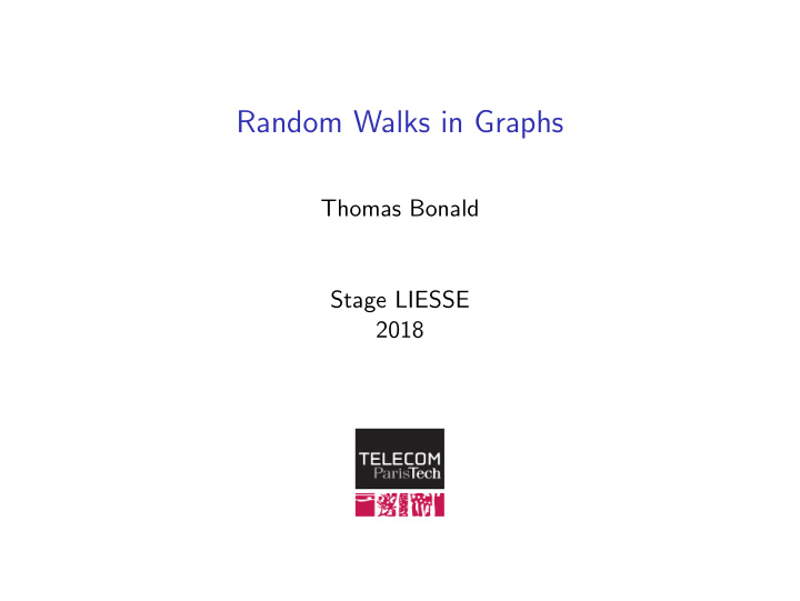 random walks in graphs