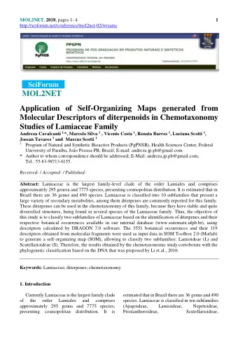 MOL2NET  Application of Self-Organizing Maps generated from  Molecular Descriptors of diterpenoids