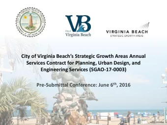 City of Virginia Beachs Strategic Growth Areas Annual  Services Contract for Planning, Urban