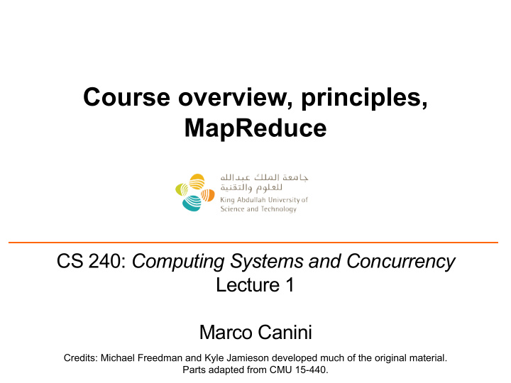course overview principles mapreduce