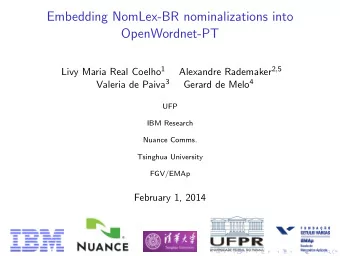 Embedding NomLex-BR nominalizations into  OpenWordnet-PT Livy Maria Real Coelho 1 Alexandre