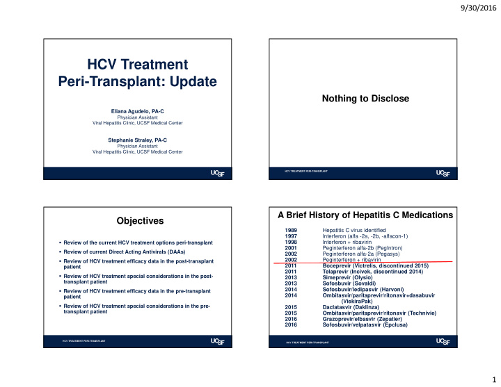 hcv treatment peri transplant update