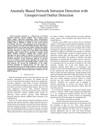 Anomaly Based Network Intrusion Detection with  Unsupervised Outlier Detection  Jiong Zhang and