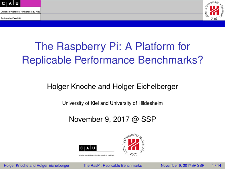 the raspberry pi a platform for replicable performance