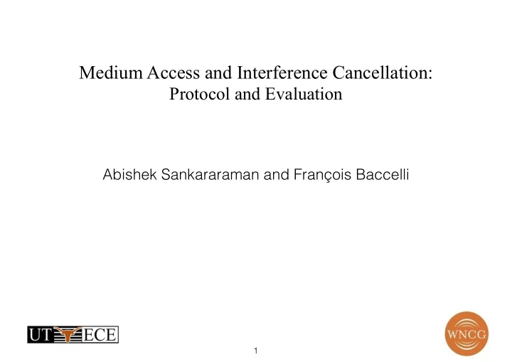 medium access and interference cancellation
