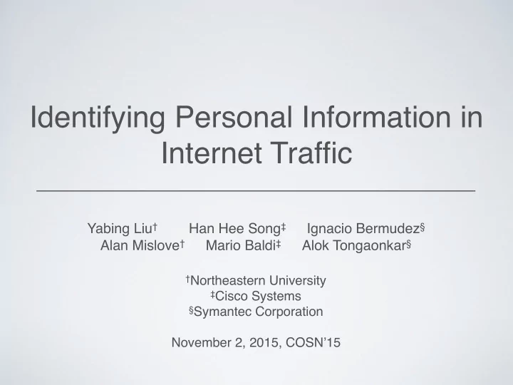 identifying personal information in internet traffic