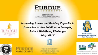 Increasing Access and Building Capacity to  Ensure Innovative Solutions to Emerging  Animal