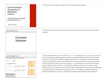 Corrected  Velocities  3. The incompressible velocity at the new time, u n+1, is the predicted