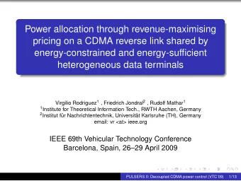 Power allocation through revenue-maximising  pricing on a CDMA reverse link shared by