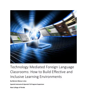 Technology Mediated Foreign Language  Classrooms: How to Build Effective and  Inclusive Learning