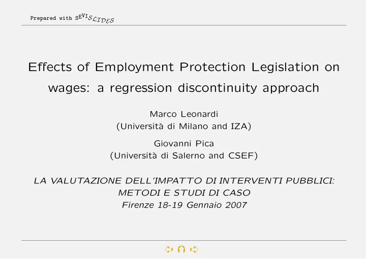 effects of employment protection legislation on wages a