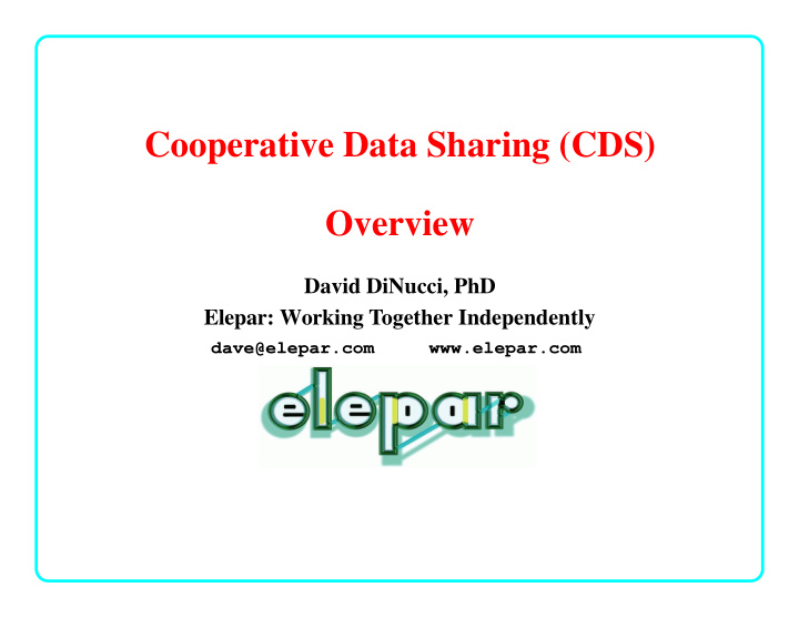 cooperative data sharing cds overview