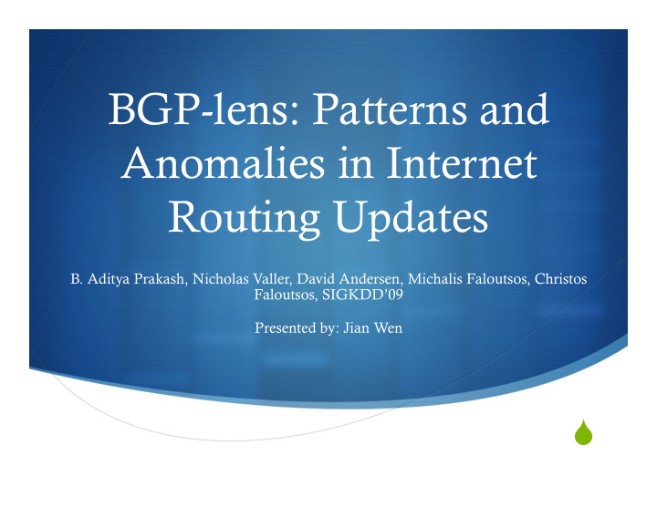 bgp lens patterns and anomalies in internet routing