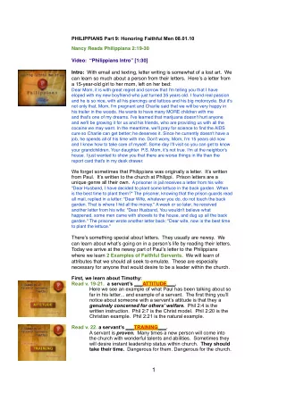 1 Read. v. 23-24. a servants ___REWARD___.  Want to know how you can tell a real servant?  By