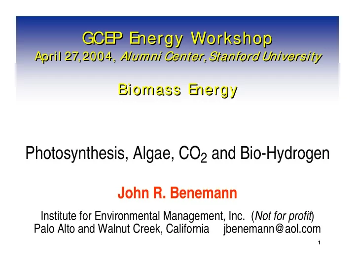 photosynthesis algae co 2 and bio hydrogen