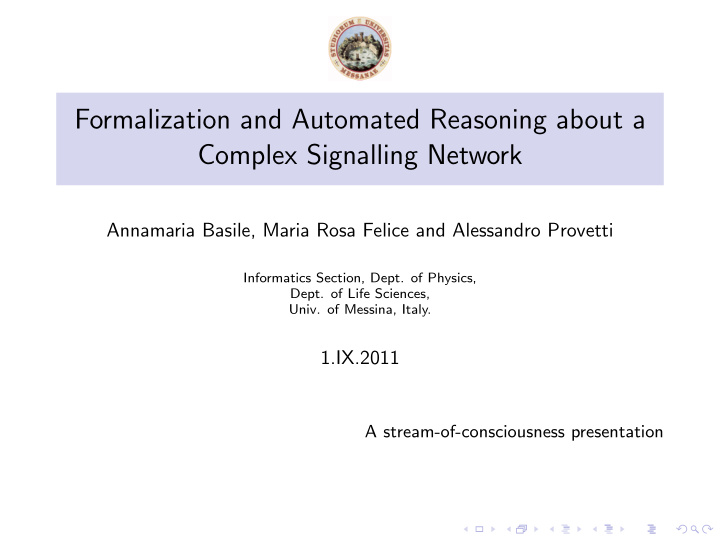 formalization and automated reasoning about a complex