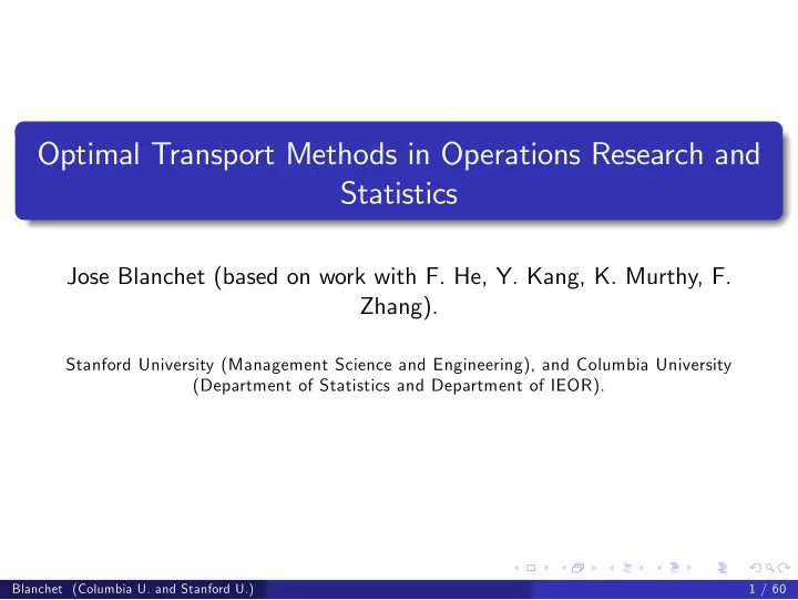 optimal transport methods in operations research and