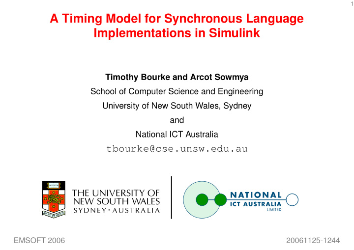 a timing model for synchronous language implementations