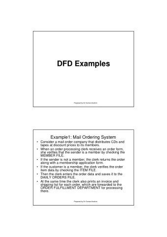 DFD Examples  Prepared by Dr Osman Ibrahim  Example1: Mail Ordering System   Consider a mail
