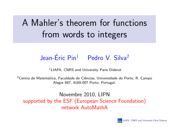 a mahler s theorem for functions from words to integers